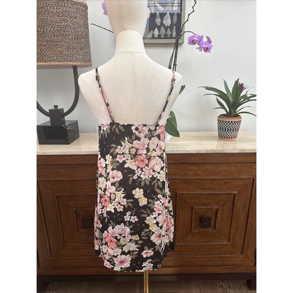 New Billabong Black Sleeveless Size Small Floral Ruffle Mini Dress Summer Boho - Picture 4 of 5